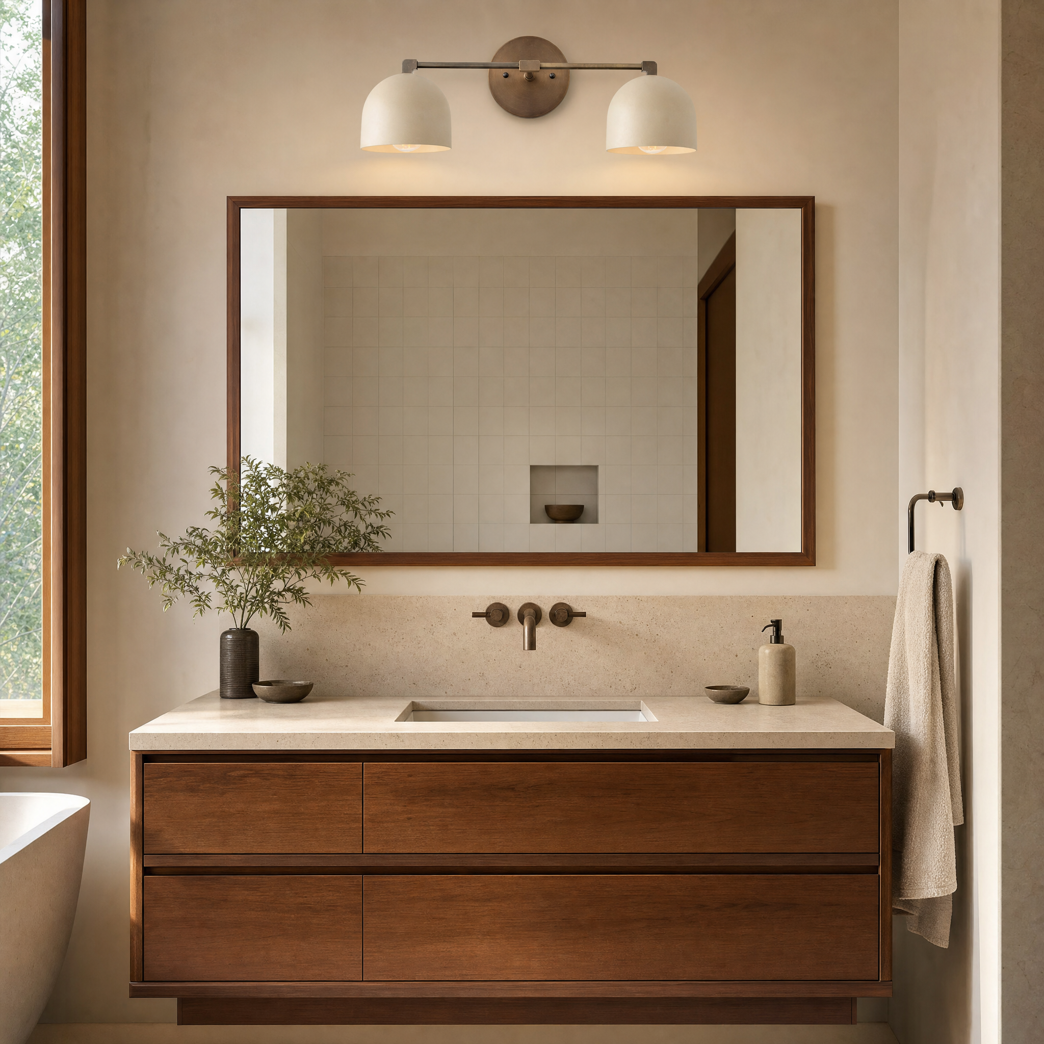 Metio Dome Vanity Light - mid-century bathroom lifestyle