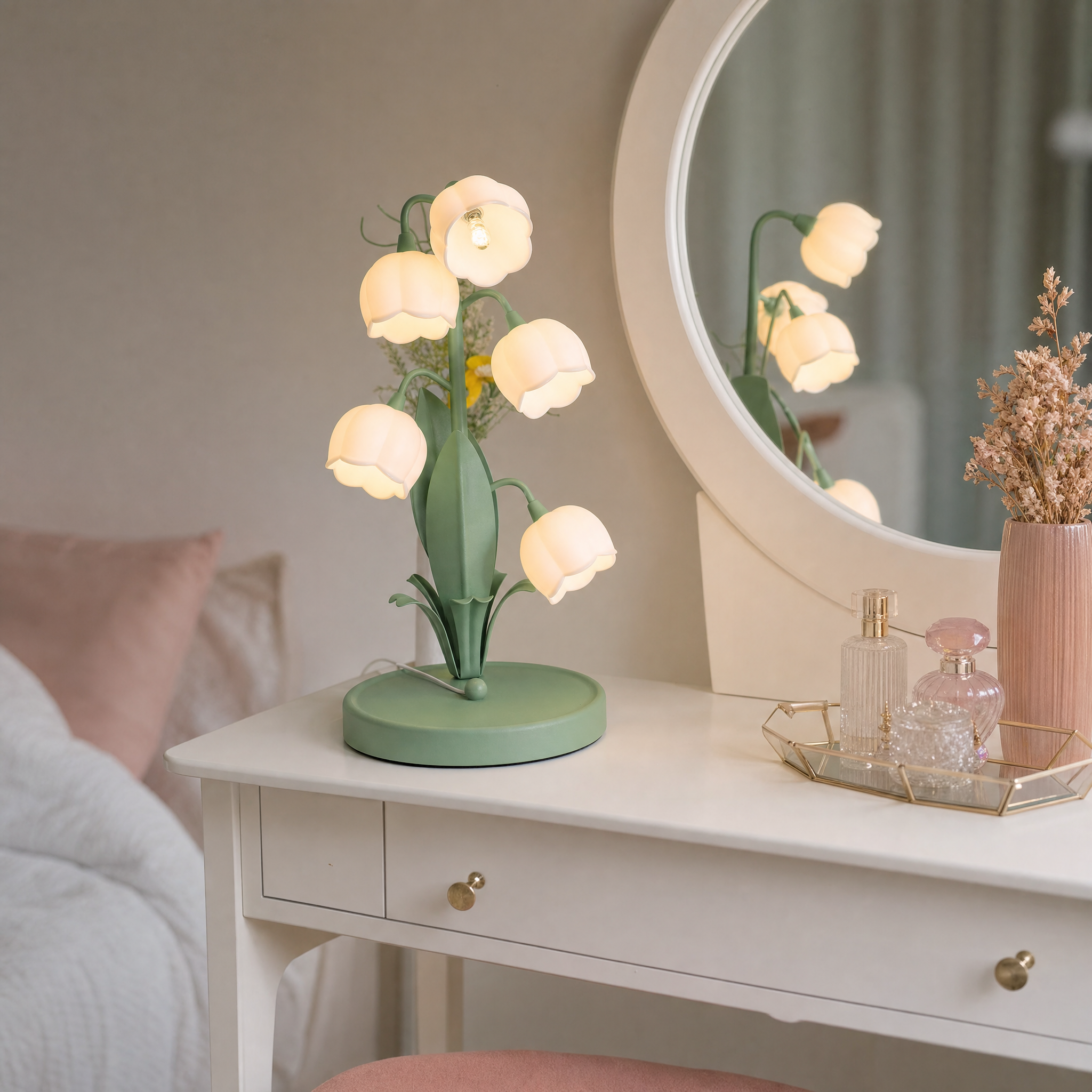 Bell Orchid Lamp - vanity dressing table lifestyle
