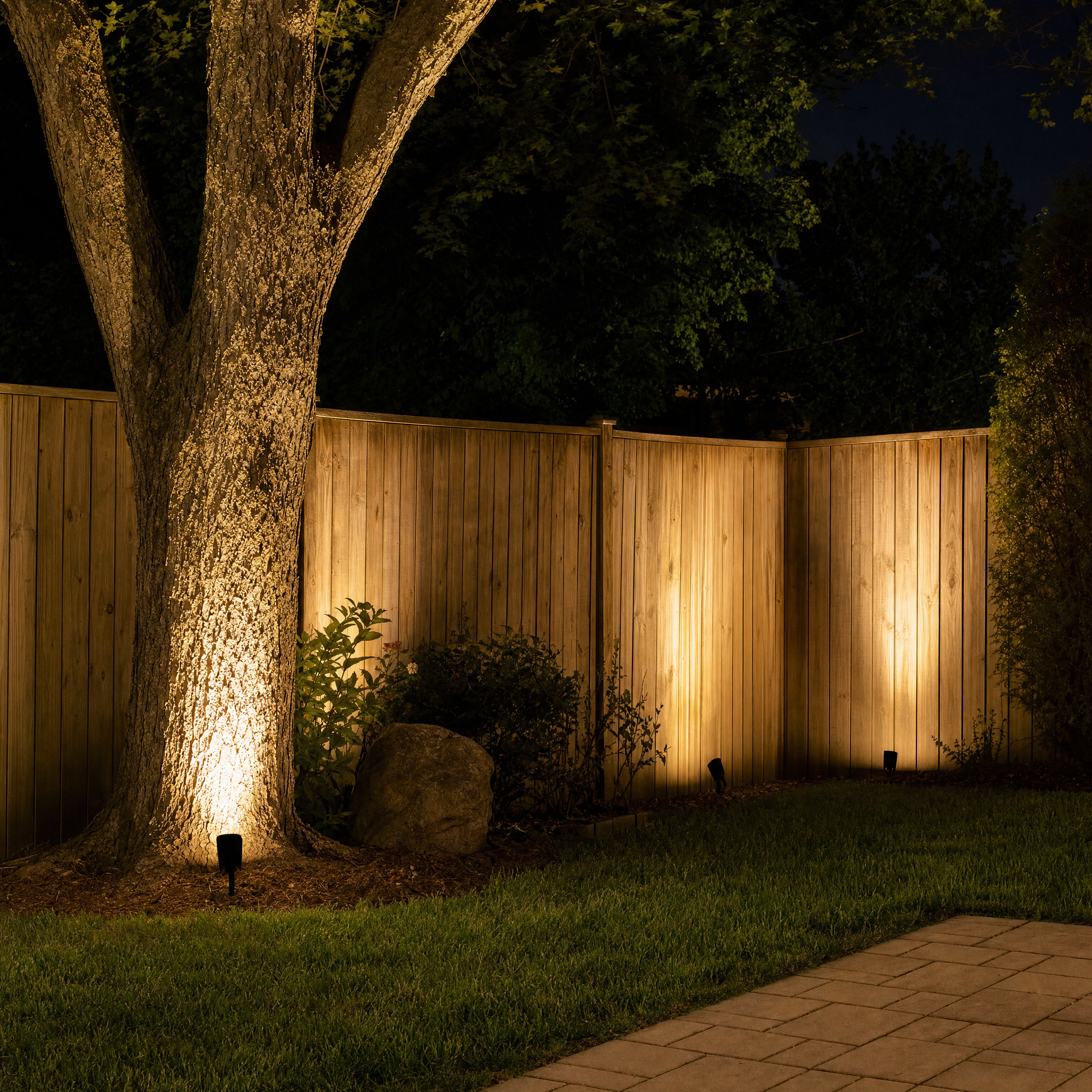 Solar Multi-zoom Spot - tree trunk uplighting lifestyle