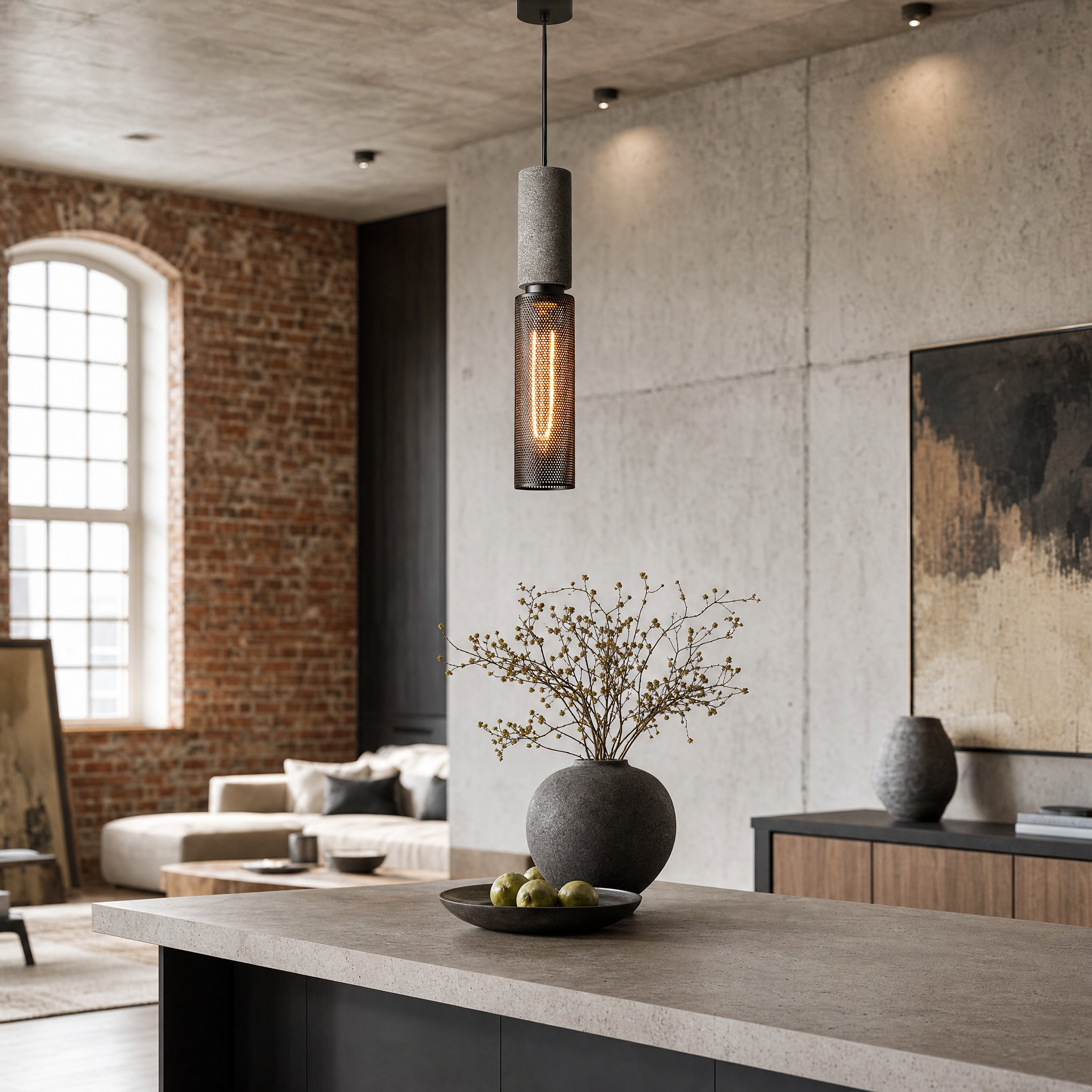 Concrete Industrial Pendant - loft lifestyle