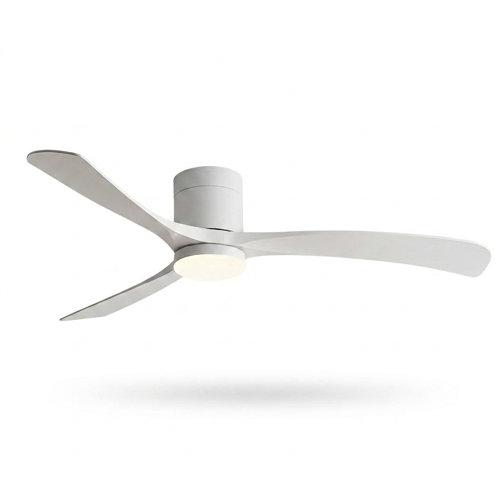Modern 6-speed Reverse DC Motor Fan Light - studio white