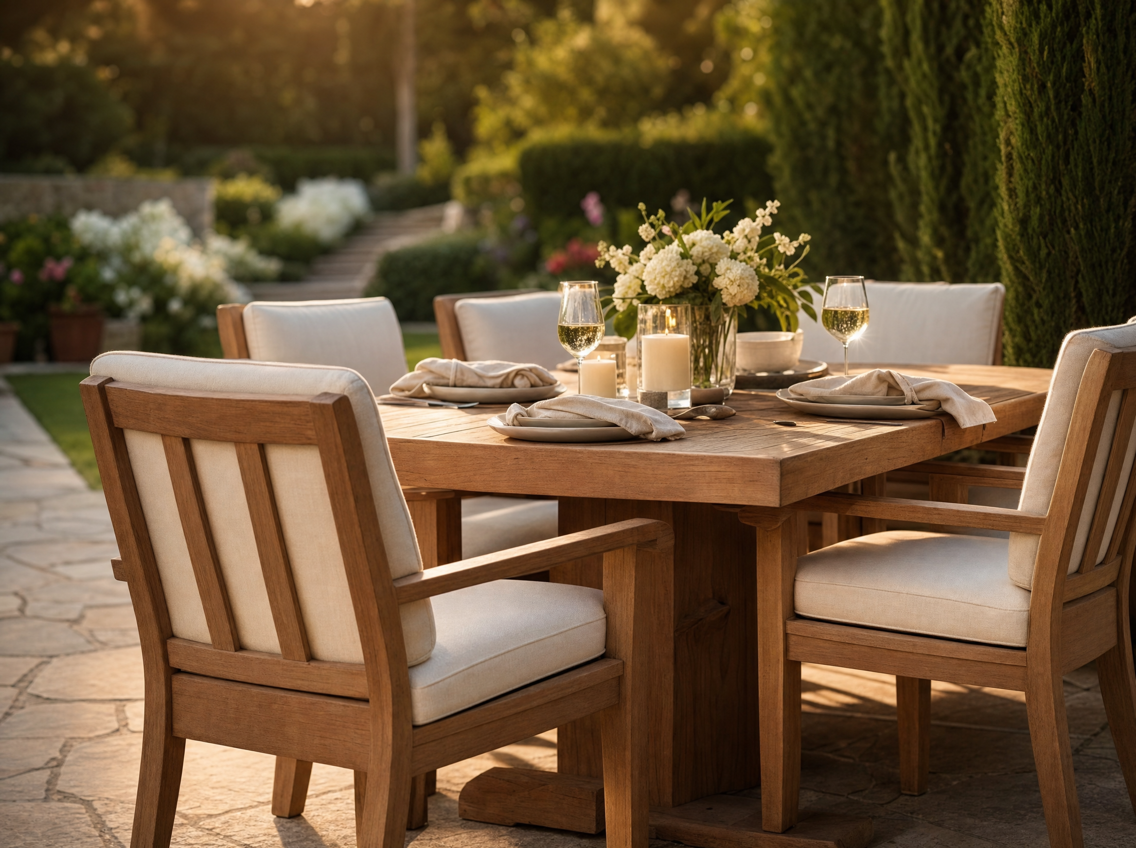 Outdoor Dining - teak dining set hero