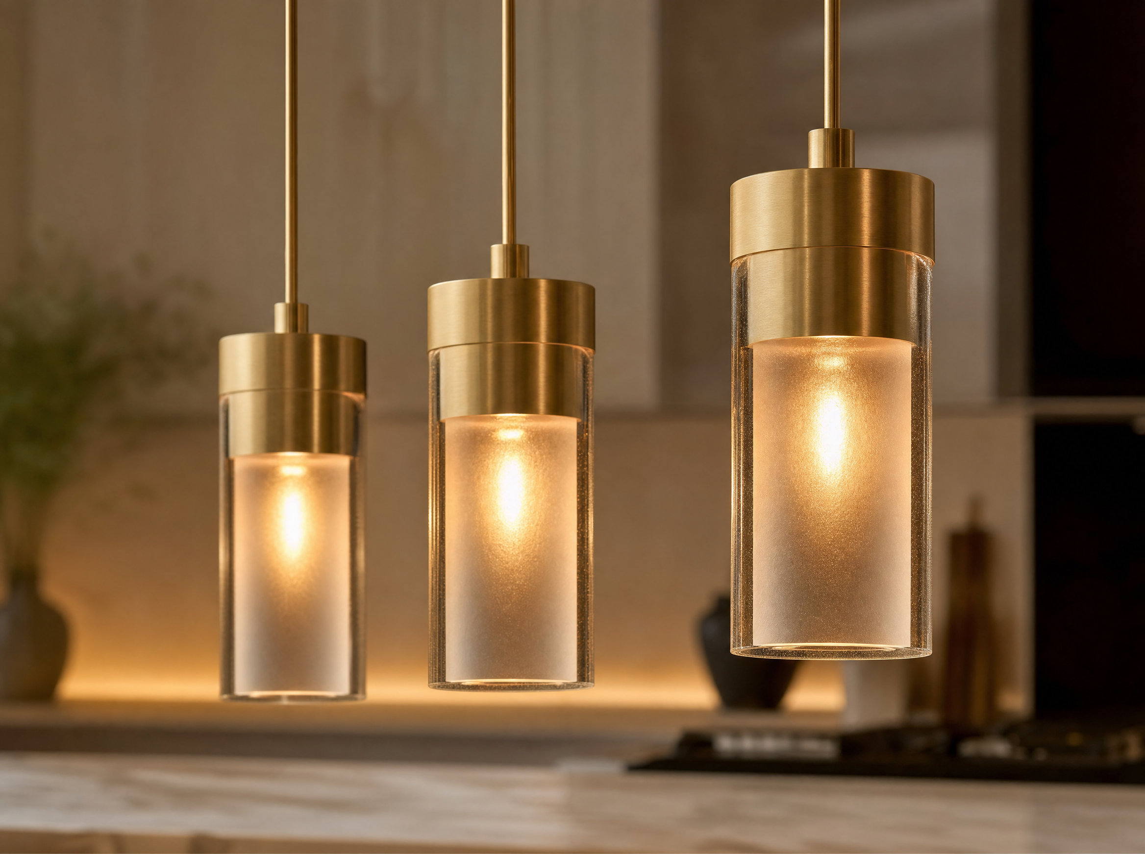 Pendant Lights v2 - hero brass and glass pendant cluster