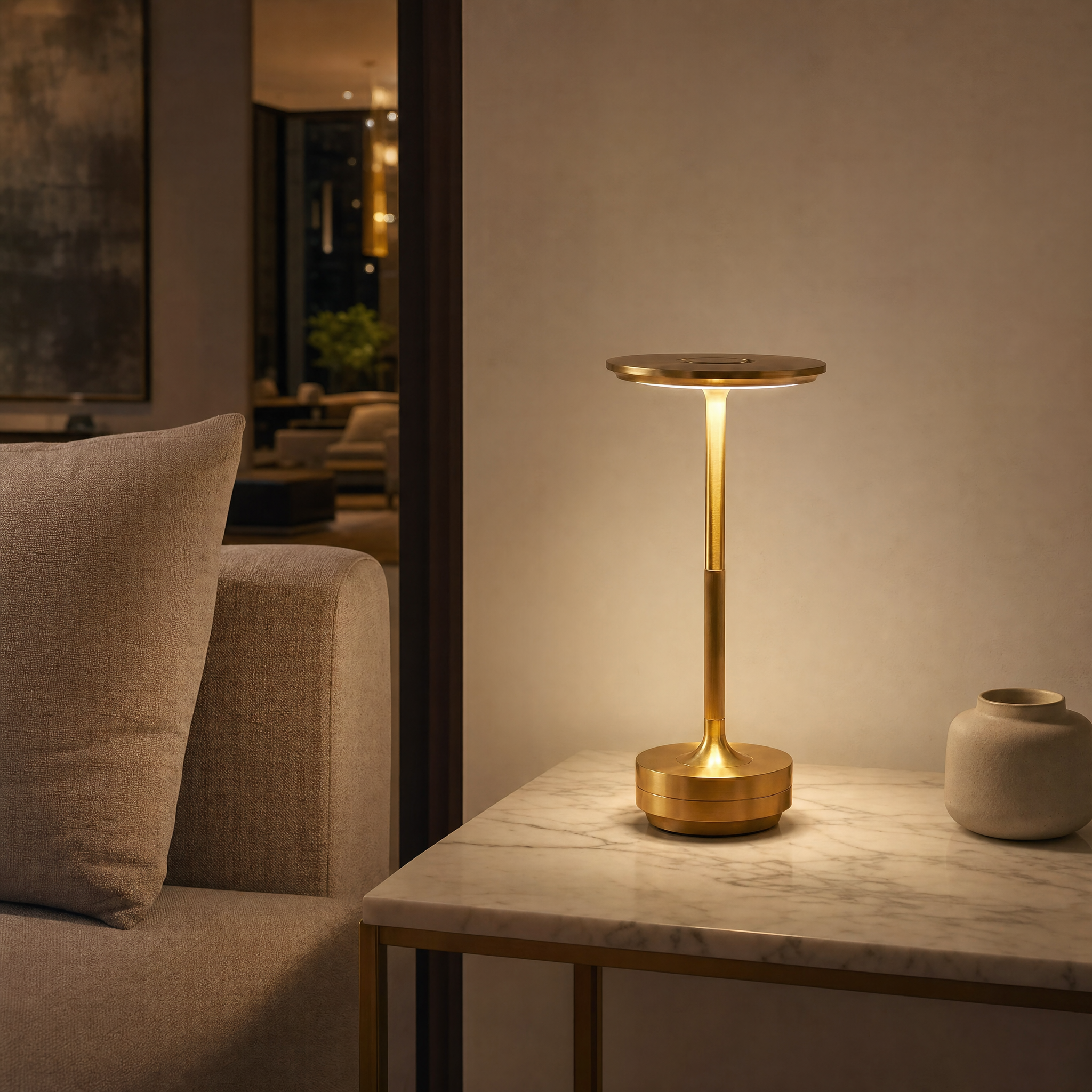 USB Dimmable Dish LED Table Lamp - modern luxury living room lifestyle