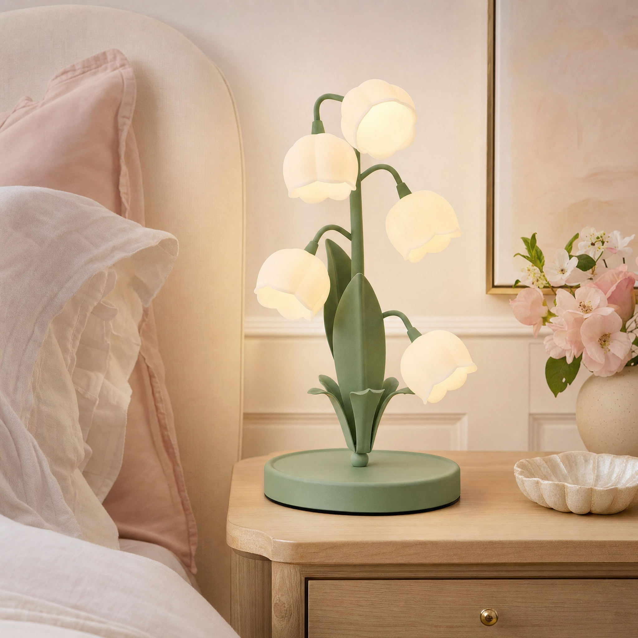 Bell Orchid Table Lamp - feminine bedroom lifestyle