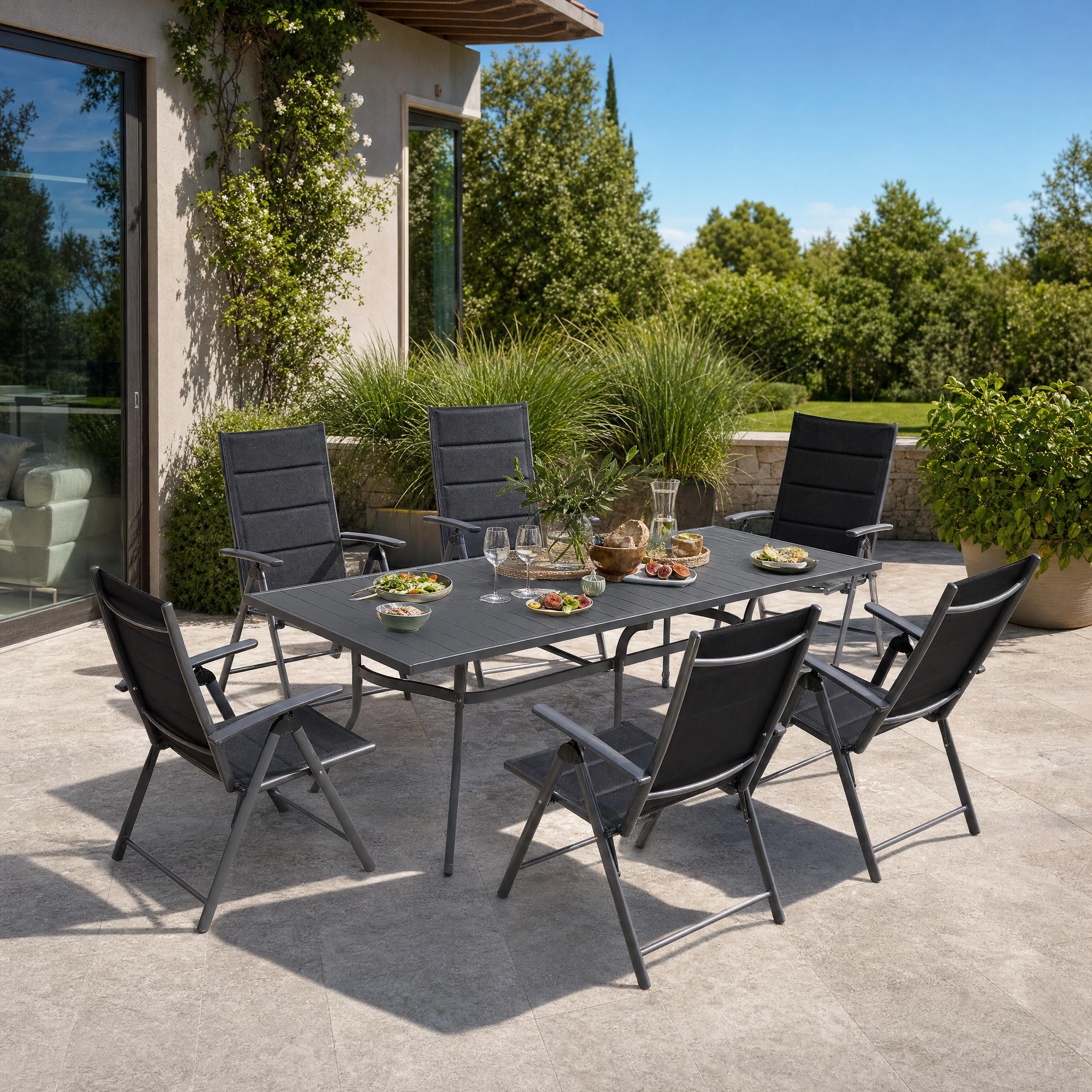 Purple Leaf Folding Dining Set - home patio meal lifestyle