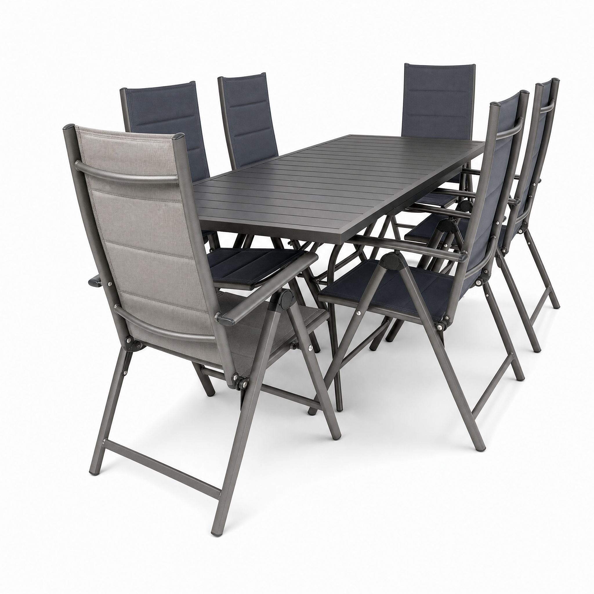 Folding patio dining set on white background