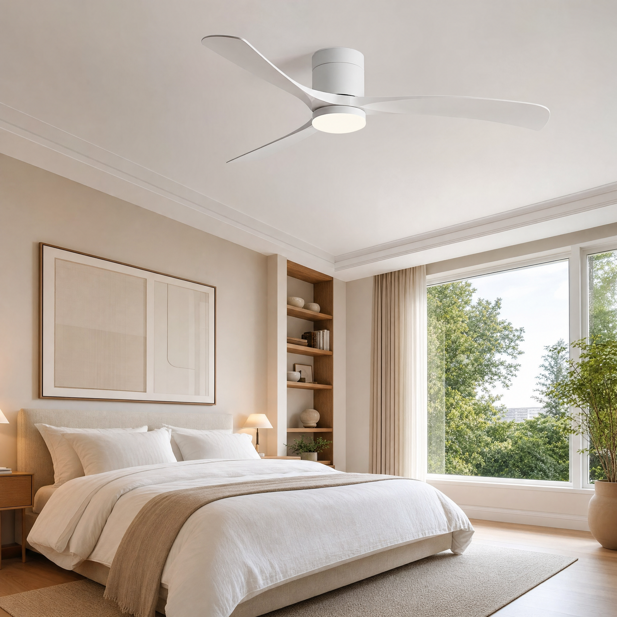 Modern Wood-Blade Fan - luxury bedroom lifestyle