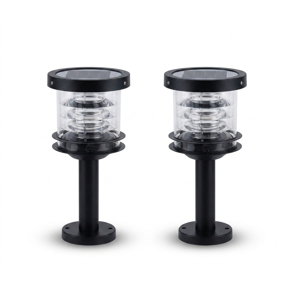Waterproof Cylinder Tiered LED Landscape - studio white