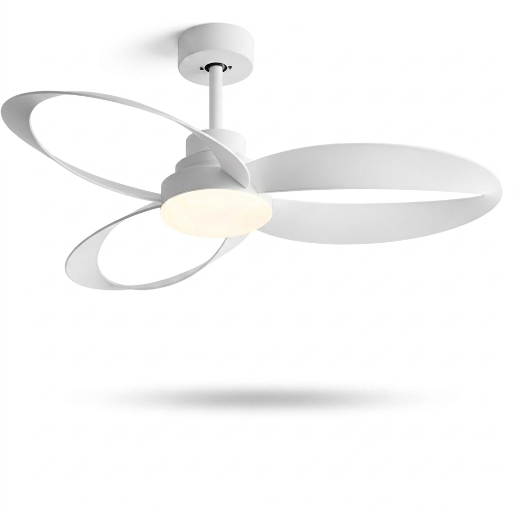 Modern Geometric 6-Speed Ceiling Fan Light - studio white